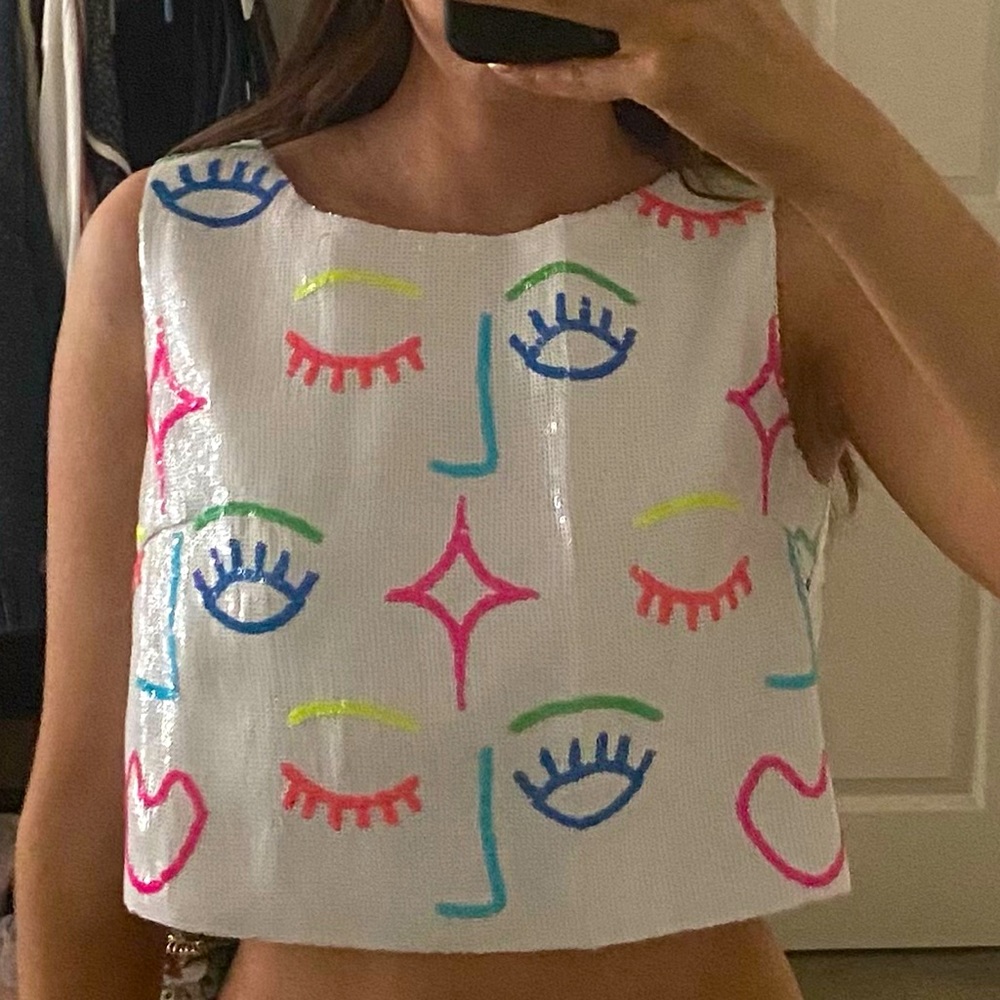 Queen of Sparkles Cropped Sequin Boxy Tank